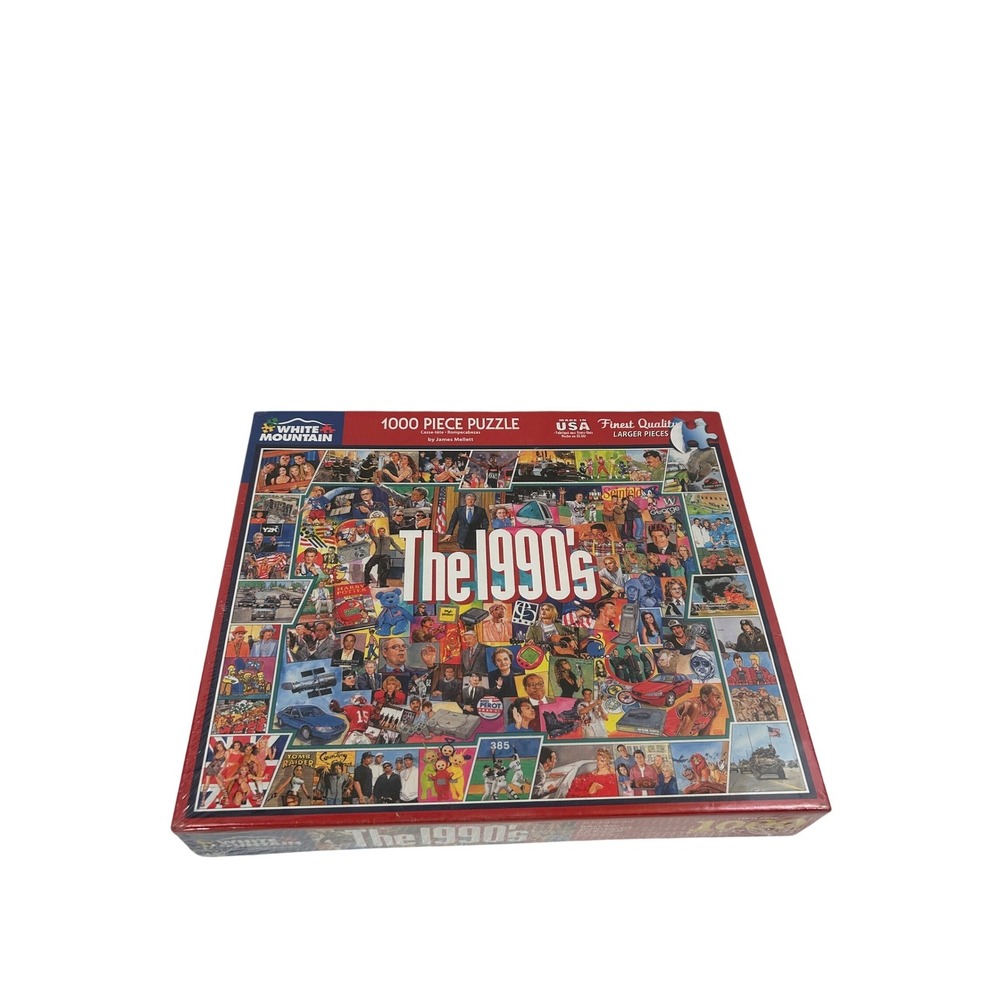 White Mountain The 1990s 1000 Piece Puzzle Red Pop Culture Collage Unisex